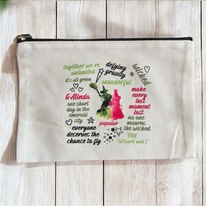 Wicked Elphaba & Glinda Canvas Makeup Bag/Pencil Case 8x6in